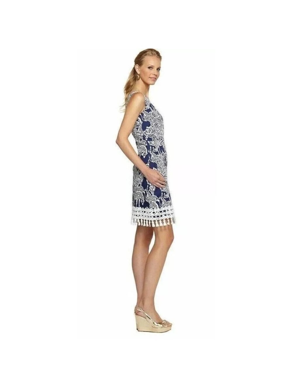 Lilly Pulitzer Thompson Shift Dress In Bright Navy I Herd You Print Size 00 View 2
